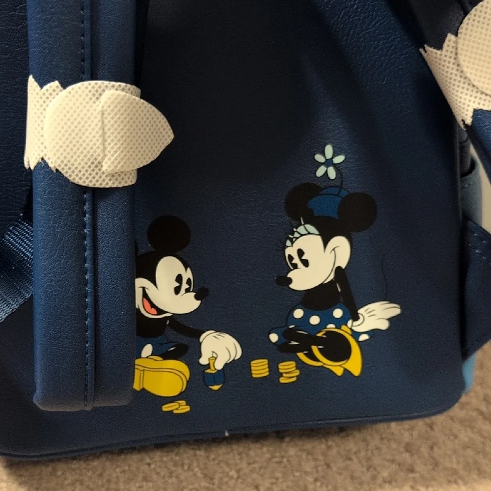 Loungefly Disney Parks Mickey And Minnie Light Up Hanukkah Mini Backpack & Ears